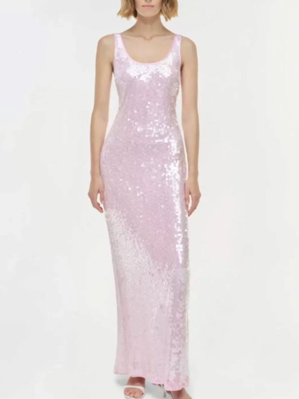 NWT Simkhai Bex Tank Maxi Dress Gown Tulip Pink Sz0 Sequin Gown Cocktail Party - Picture 1 of 7
